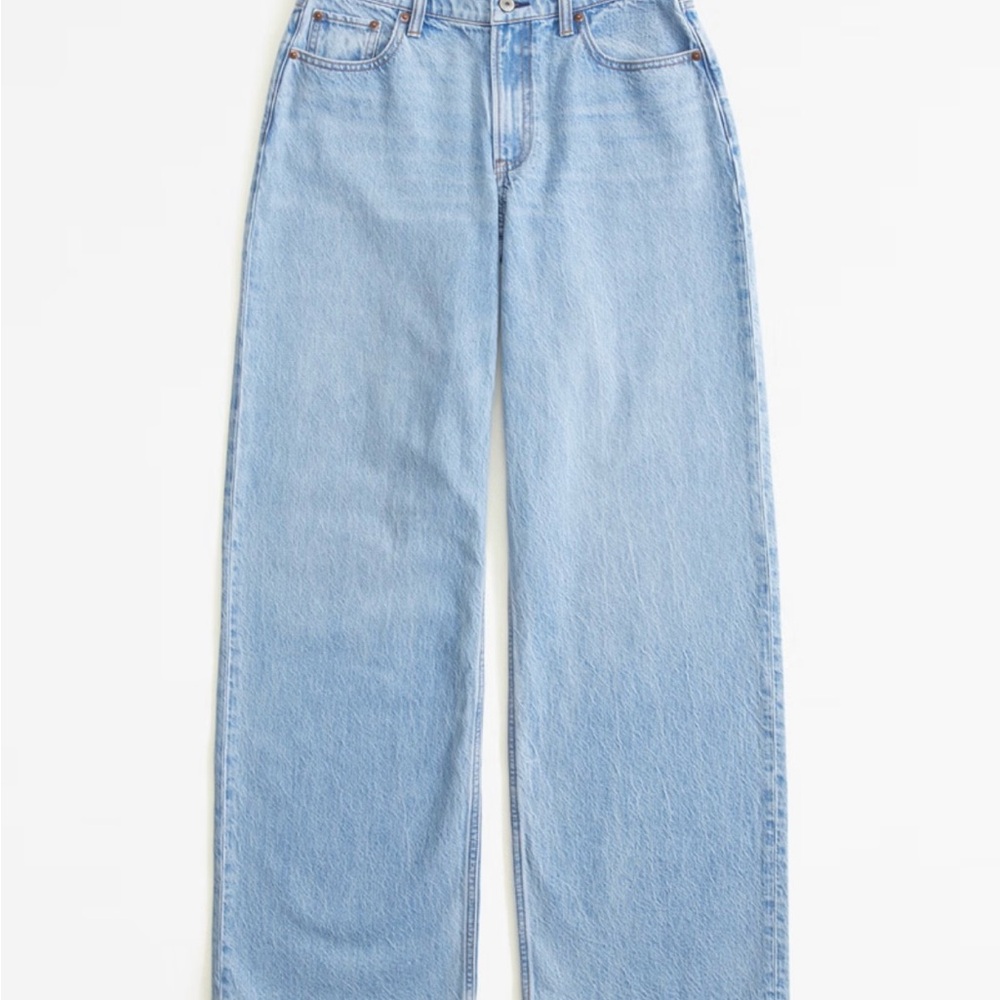 Abercrombie & Fitch Light Blue Curve Love Ultra Loose Low Rise Jeans